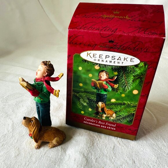 2000 Hallmark Keepsake Ornament Carolers Best Friend Christmas Basset Hound Dog - Picture 1 of 11